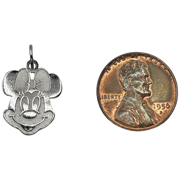 Vintage 925 Sterling Silver Walt Disney Minnie Mouse Face Charm Pendant - Picture 3 of 3